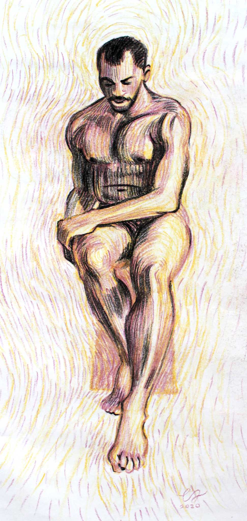 Charcoal and chalk pastel on paper.<br>
15.6 x 8.8 in.