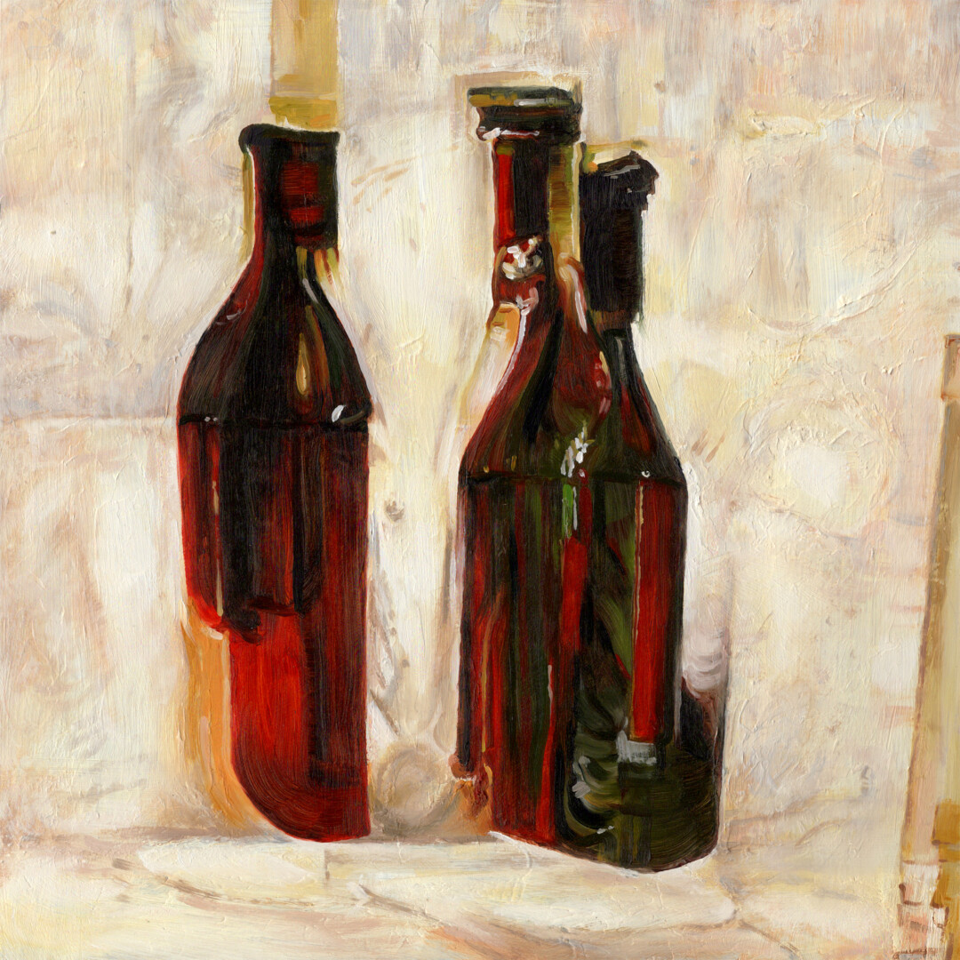 Oil and acrylic on wood panel.<br>
12 x 12 in.<br><br>
<a href="https://portfolio.christianfrederiksen.com/product/two-or-three-bottles-2021/">Buy Original</a><br><br>
Still life painted in collaboration with a <a href="https://en.wikipedia.org/wiki/Generative_adversarial_network" target="_blank" rel="noopener">generative adversarial network.</a>