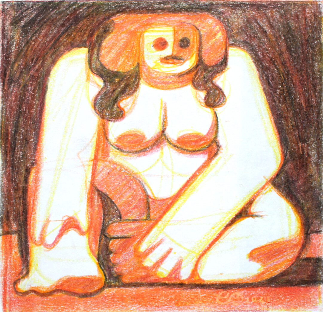 Wax crayon on paper.<br>
11 x 9.5 in.