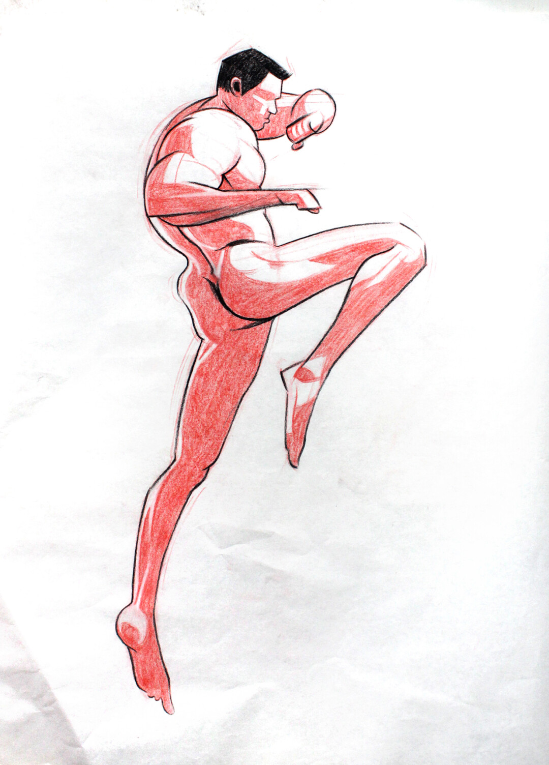 Soft pastel on paper.<br>
9.3 x 16.8 in.<br><br>
<a href="https://portfolio.christianfrederiksen.com/product/high-knee-2018/">Buy Original</a><br><br>