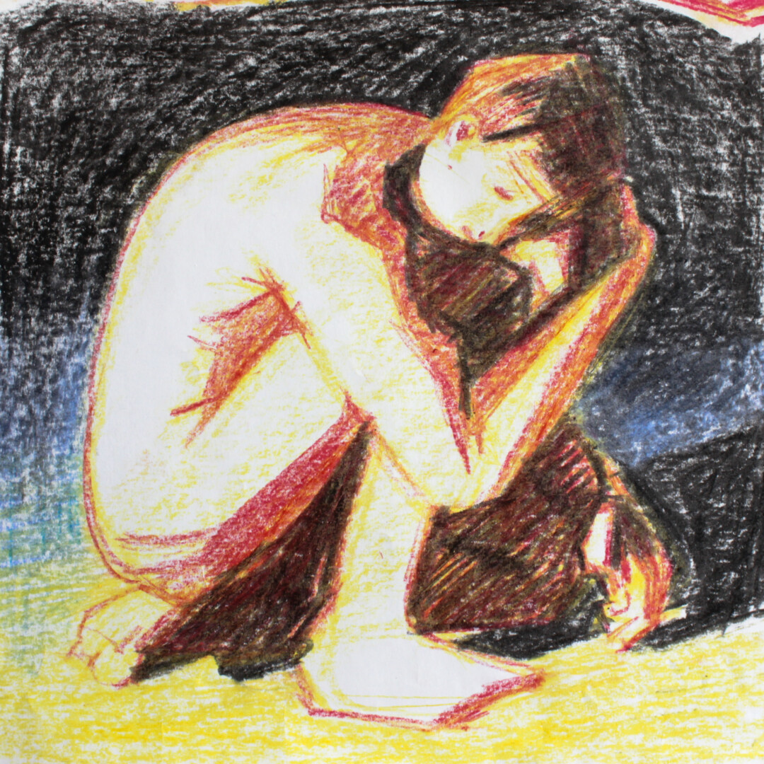 Wax crayon on paper<br>
10.5 x 10.5 in.<br><br>
<a href="https://portfolio.christianfrederiksen.com/product/figure-carved-out-of-light-202/">Buy Original</a><br><br>