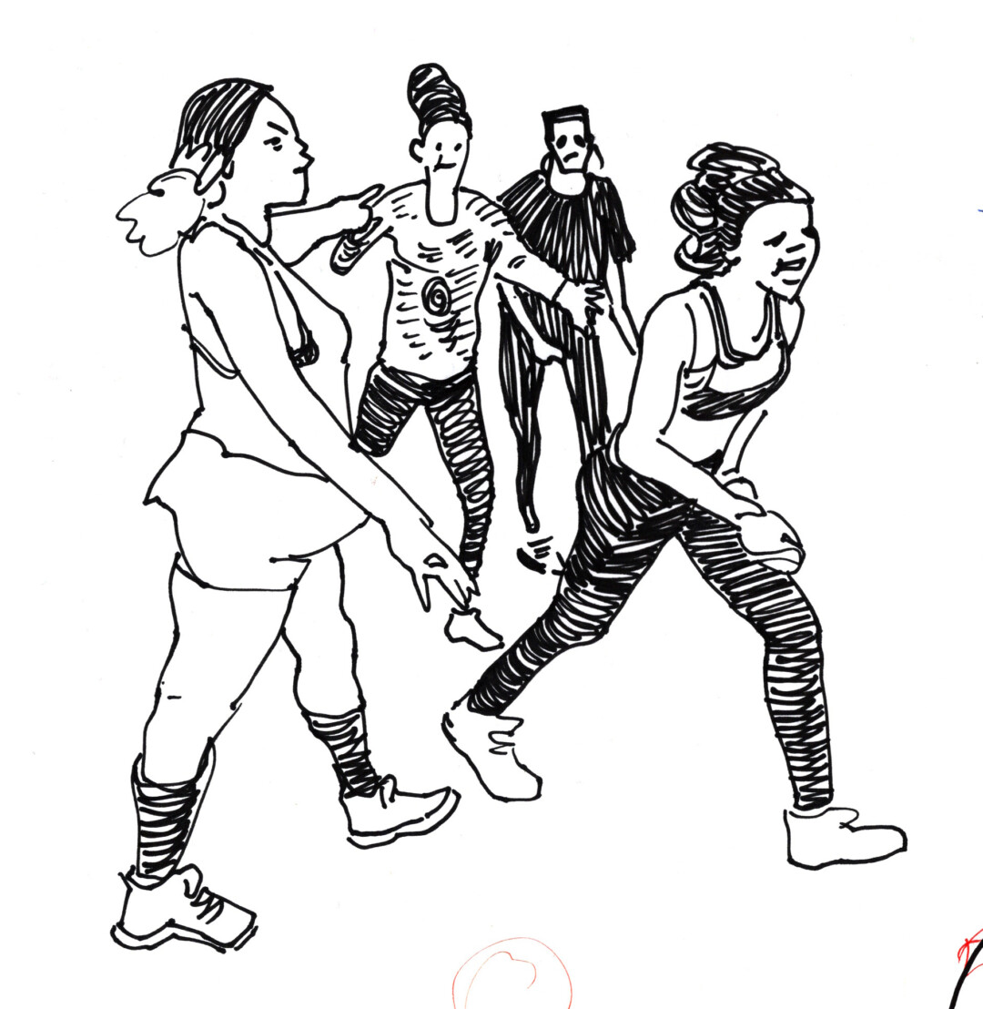 Ink on paper.<br>
6.25 x 6.5 in.
<br><br>
<a href="https://portfolio.christianfrederiksen.com/product/kids-fighting-in-the-street-2021/">Buy Original</a><br><br>