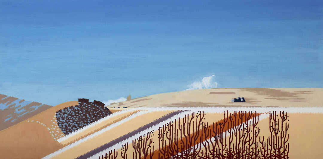 Oil on wood panel.<br>
24 x 12 in.<br><br>
<a href="https://portfolio.christianfrederiksen.com/product/plateau-2018/">Buy Original</a><br><br>
A summation of many paintings undertaken at Nose Hill in 2017.