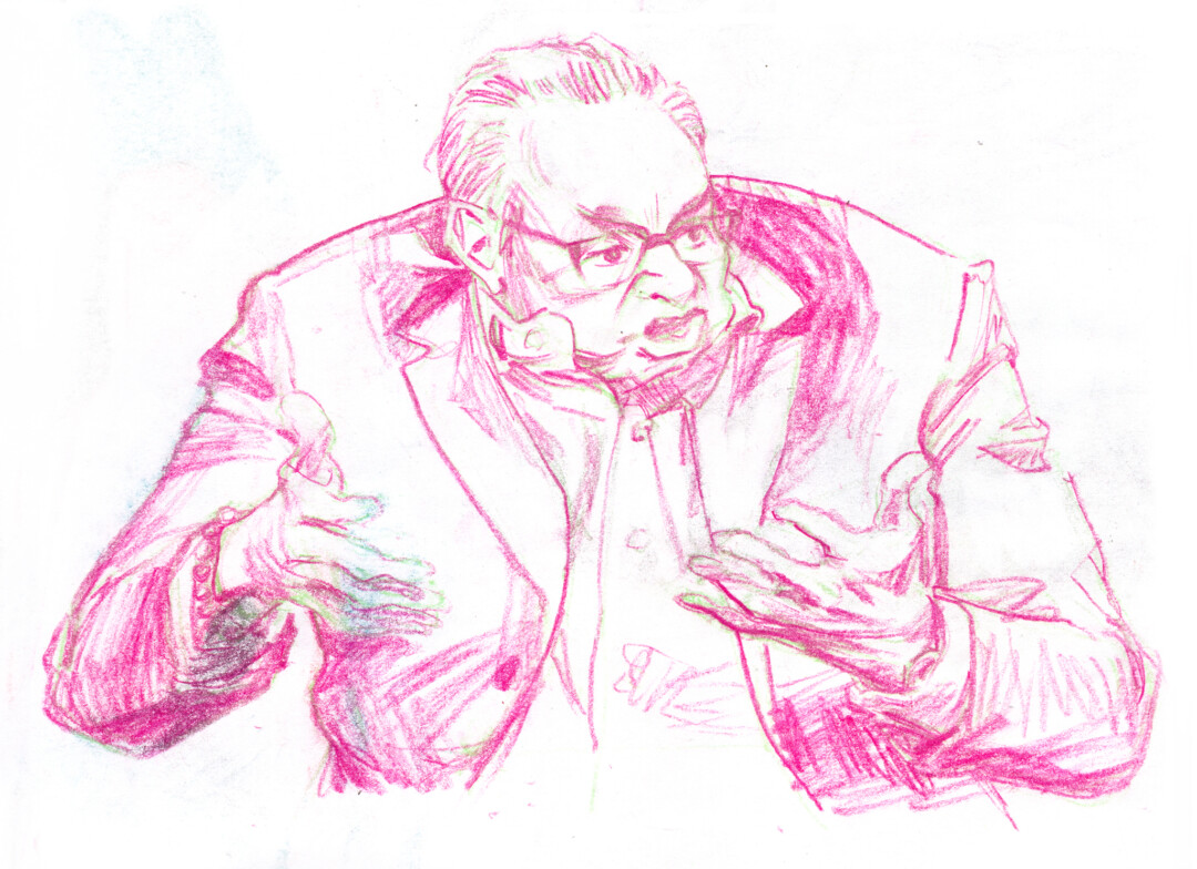 Soft pastel on paper.<br>
12.75 x 9.25 in.<br><br>
<a href="https://portfolio.christianfrederiksen.com/product/lewis-black-3-3-2020/">Buy Original</a><br><br>
Sometimes people move in a beautiful way that I have to capture. I watched an interview with comedian Lewis Black on YouTube, and paused the video on single frames that characterized the range of Lewis' body language. I drew from the frames while listening to clips of Lewis talking in order to infuse the drawings with his thoughts and intonation.