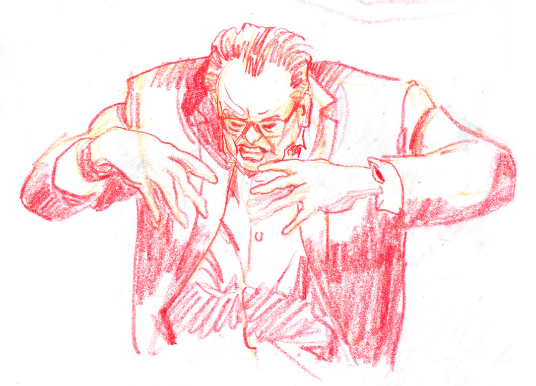 Soft pastel on paper.<br>
12.5 x 9 in.<br><br>
<a href="https://portfolio.christianfrederiksen.com/product/lewis-black-3-3-2020/">Buy Original</a><br><br>
Sometimes people move in a beautiful way that I have to capture. I watched an interview with comedian Lewis Black on YouTube, and paused the video on single frames that characterized the range of Lewis' body language. I drew from the frames while listening to clips of Lewis talking in order to infuse the drawings with his thoughts and intonation.