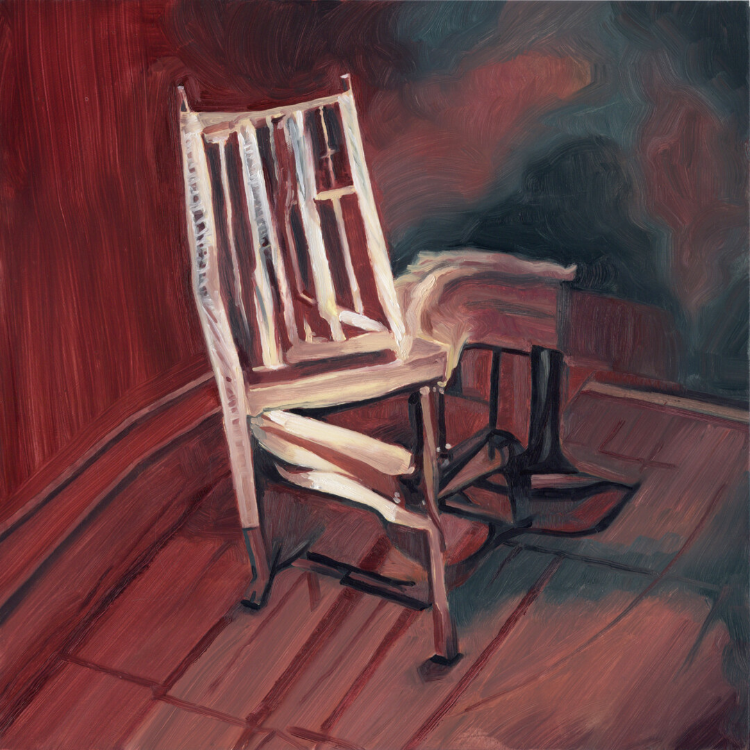 Oil on wood panel.
12 x 12 in.<br><br>
<a href="https://portfolio.christianfrederiksen.com/product/chair-2022/">Buy Original</a><br><br>
Still life painted in collaboration with a <a href="https://en.wikipedia.org/wiki/Generative_adversarial_network" target="_blank" rel="noopener">generative adversarial network.</a>