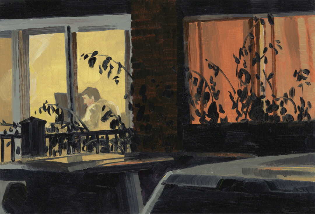 Oil on illustration board.<br>
6.25 x 4.25 in.<br><br>
<a href="https://portfolio.christianfrederiksen.com/product/study-of-an-interior-2023/">Buy Original</a><br><br>