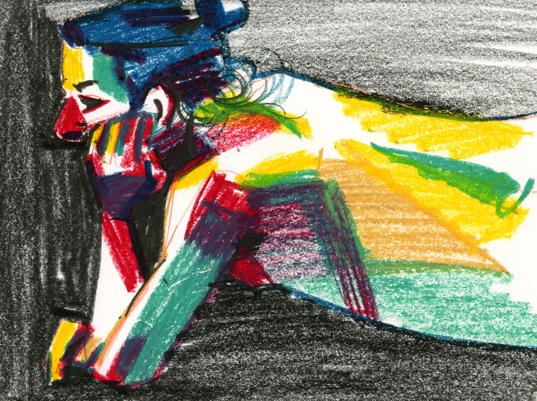 Oil pastel and graphite on paper.<br>
7.5 x 10.75 in.<br><br>
<a href="https://portfolio.christianfrederiksen.com/product/sandra-2012/">Buy Original</a><br><br>