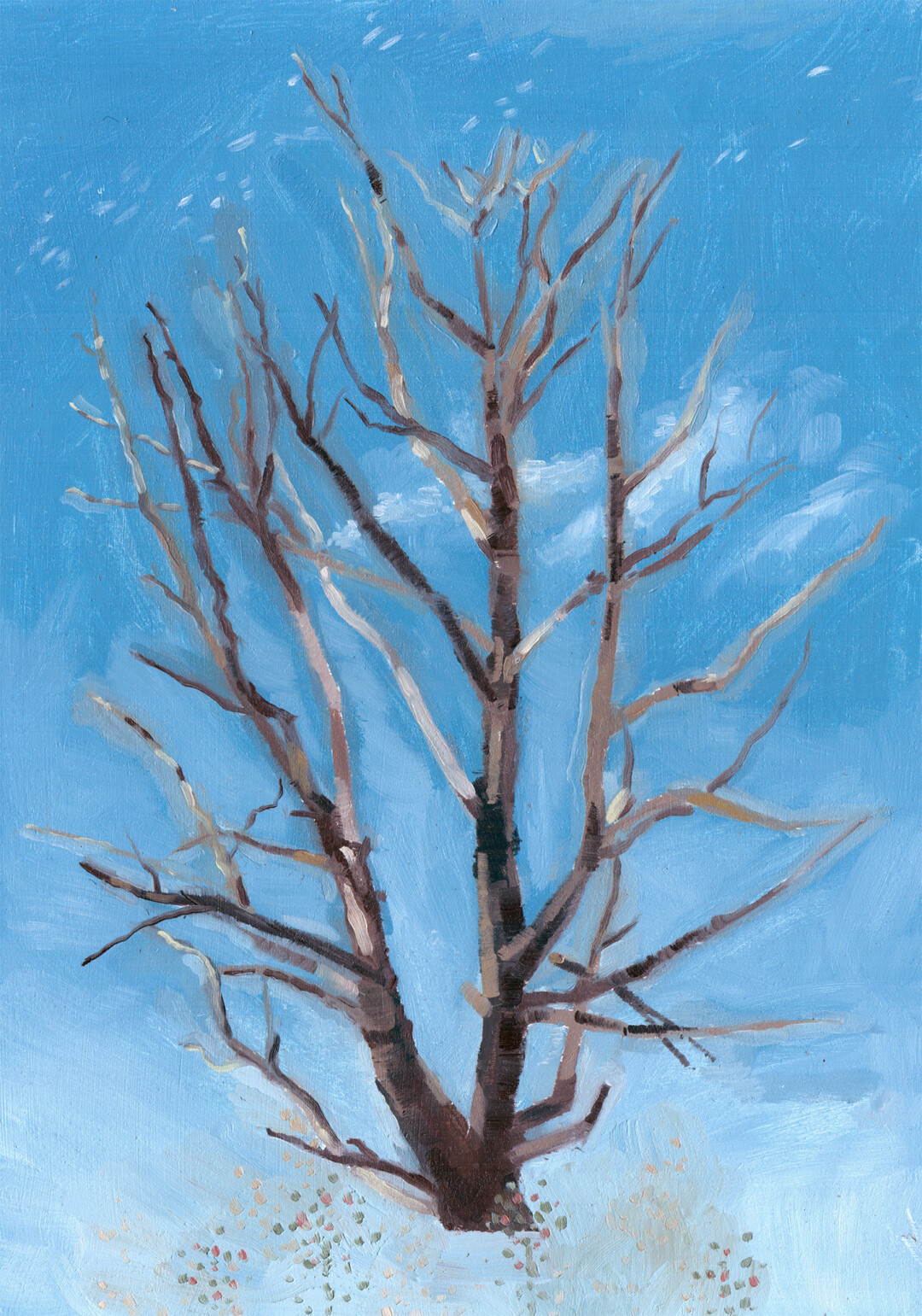 Oil on hardboard.<br>
12 x 8.3 in.<br><br>
<a href="https://portfolio.christianfrederiksen.com/product/floating-tree-2017/">Buy Original</a><br><br>