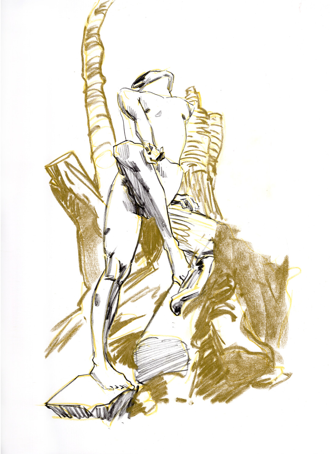 Chalk pastel on paper.<br>
17 x 12.3 in.<br><br>
<a href="https://portfolio.christianfrederiksen.com/product/figure-on-stumps-2023/">Buy Original</a><br><br>