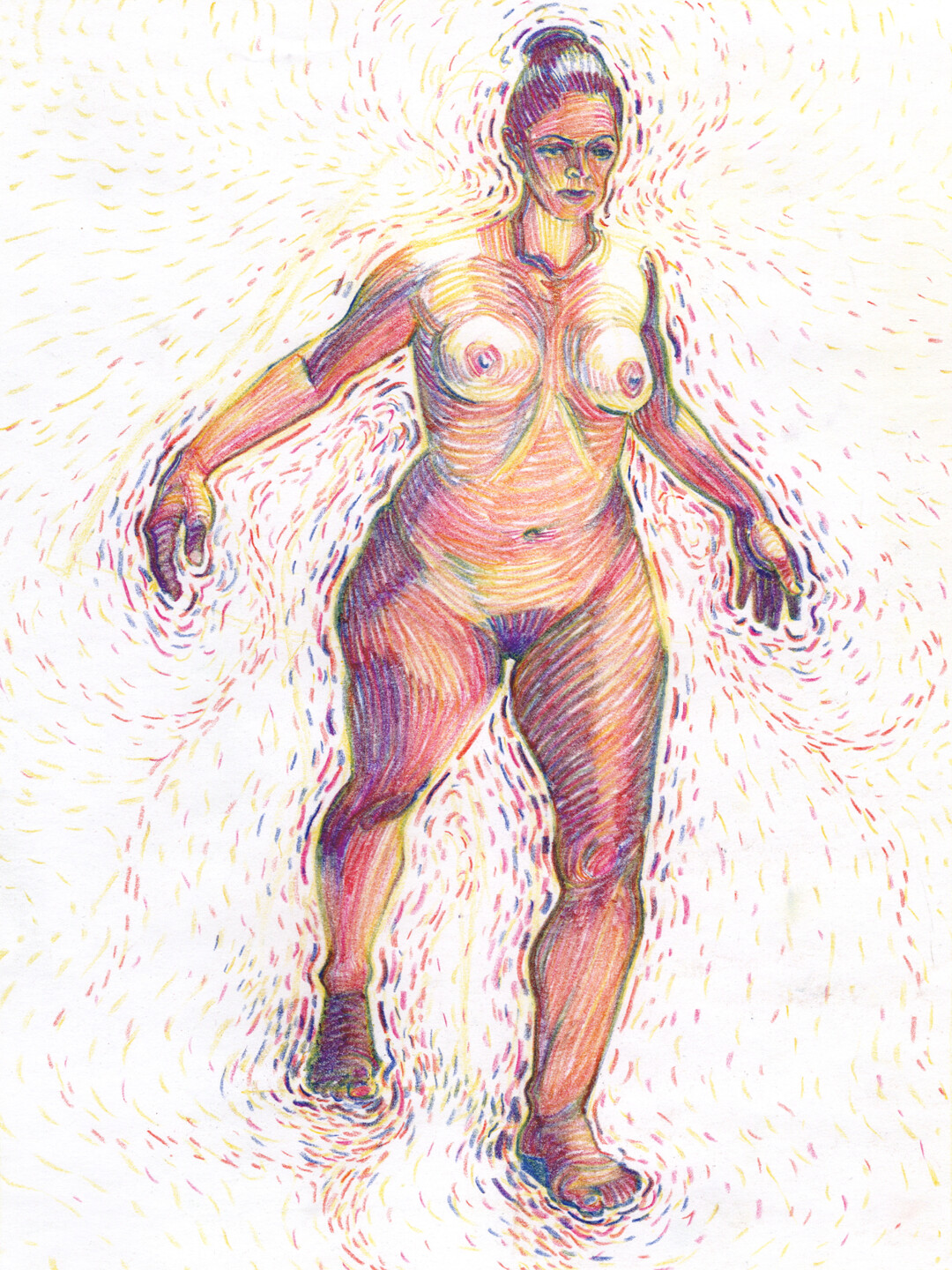 Chalk pastel on paper.<br>
12 x 9 in.<br><br>
<a href="https://portfolio.christianfrederiksen.com/product/nude-with-pointillist-fields-2023/">Buy Original or Prints</a><br><br>