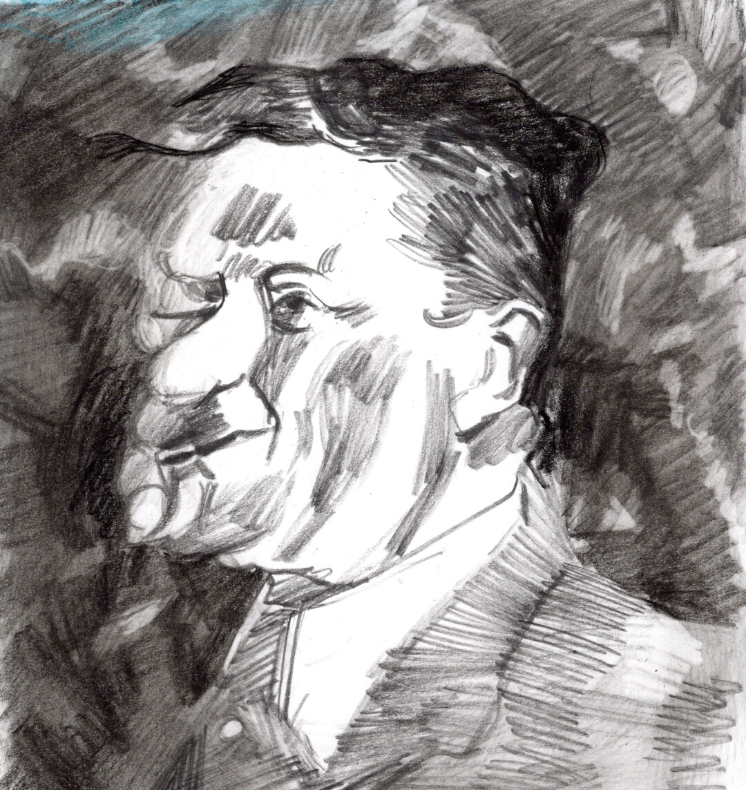 Charcoal on paper.<br>
7.6 x 7.3 in.<br><br>
<a href="https://portfolio.christianfrederiksen.com/product/head-sketch-from-long-exposure-2023/">Buy Original</a><br><br>