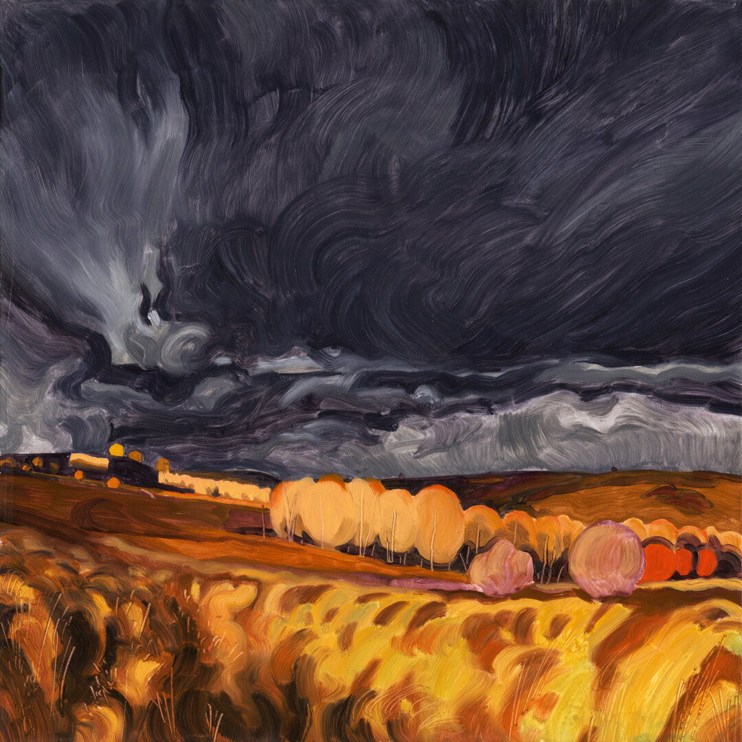 Oil on hardboard.<br>
12 x 12 in.<br><br>
<a href="https://portfolio.christianfrederiksen.com/product/storm-in-the-fall-2022/">Buy Original</a><br><br>