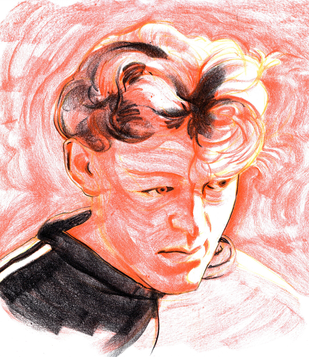 Charcoal and chalk pastel on paper.<br>
Dimensions unknown.