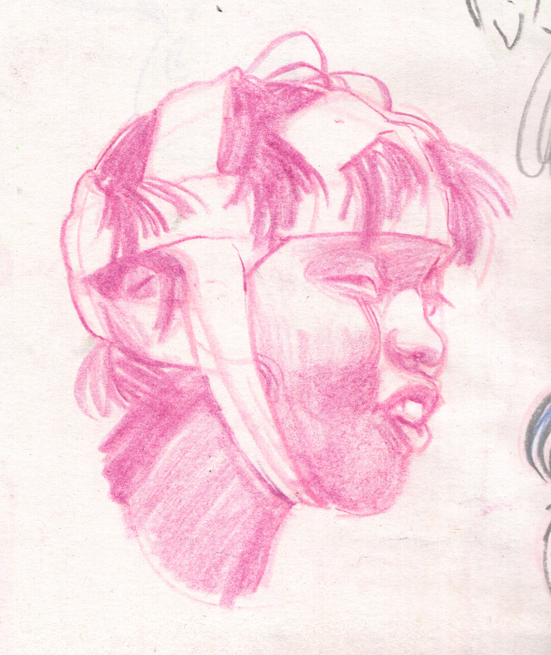 Chalk pastel on paper.<br>
7.2 x 6 in.<br><br>
<a href="https://portfolio.christianfrederiksen.com/product/head-study-aum-shinrikyo-2021/">Buy Original</a><br><br>