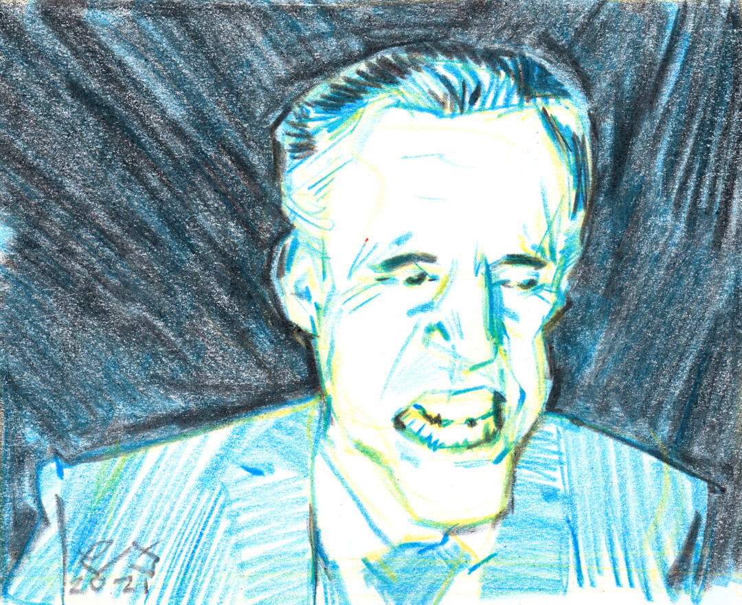 Wax crayon on paper.<br>
9.4 x 11.75 in.<br><br>
<a href="https://portfolio.christianfrederiksen.com/product/private-made-public-2021/">Buy Original</a><br><br>
Drawn from a video clip.