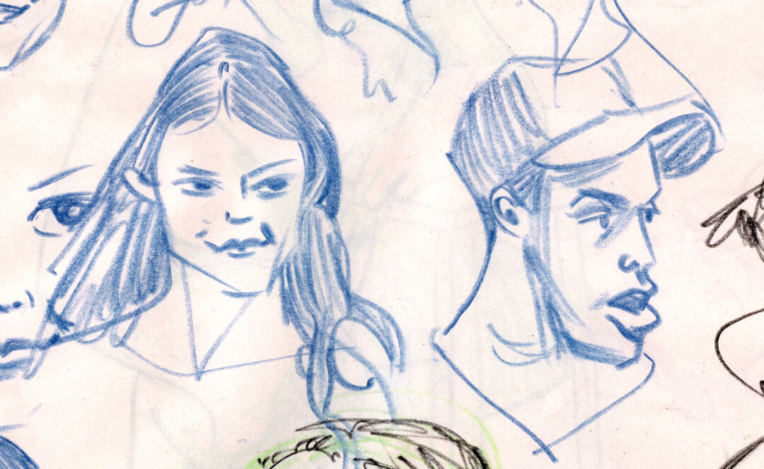 Chalk pastel on paper.<br>
5.8 x 9.4 in.<br><br>
<a href="https://portfolio.christianfrederiksen.com/product/two-head-studies-2022/">Buy Original</a><br><br>